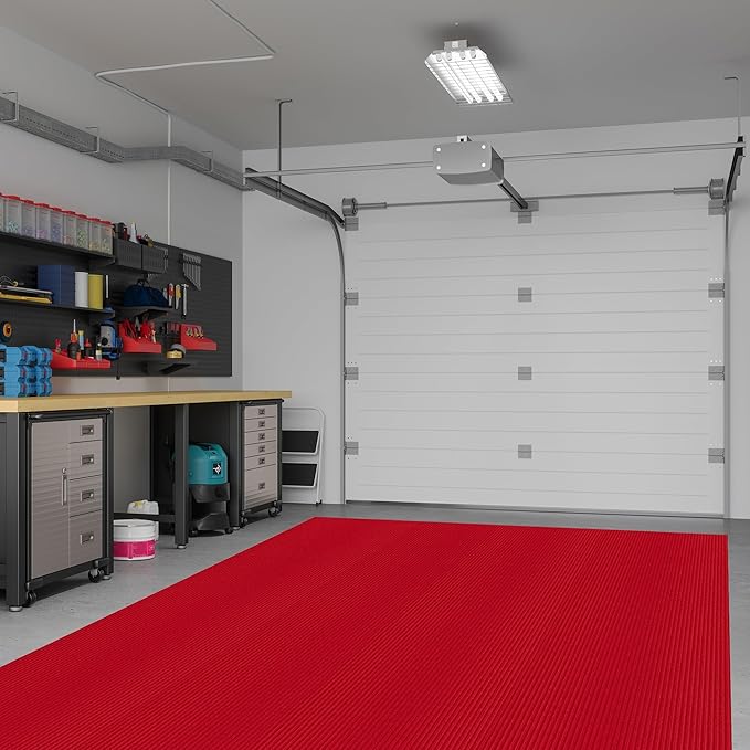 Ottomanson 6' x 6'6" Mud Mat Area Rug Scraper Carpet - Non-Slip, Dirt Trapping for Indoor & Outdoor Use - Ideal for Entryway, Garage, Kitchen, Patio & High-Traffic Areas, Red
