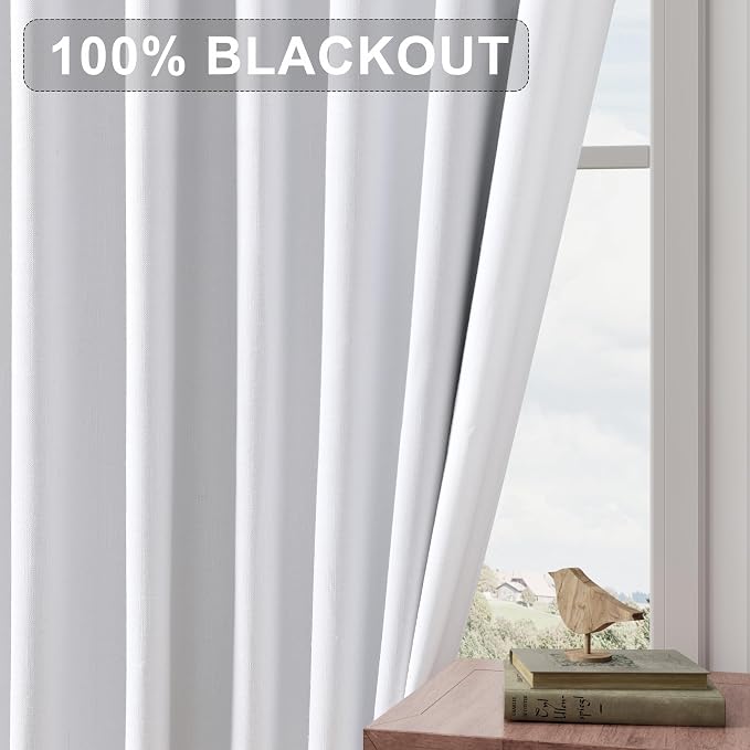 Joywell 100% Blackout Linen Curtains 84 Inch Long - Image 7