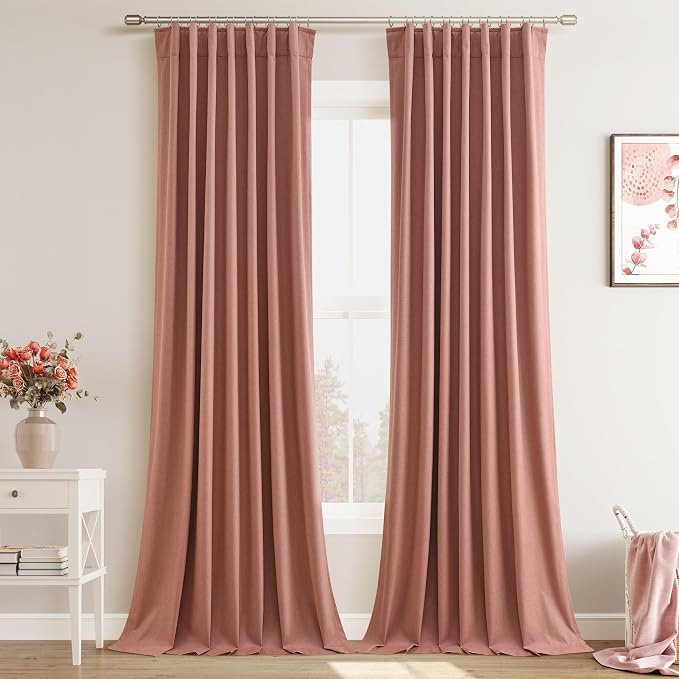 Joywell 100% Blackout Linen Curtains 96 Inches by Joywell
