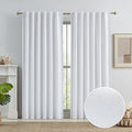 Linen White Blackout Curtains 90 Inches Long Back Tab Rod Pocket by KEQIAOSUOCAI