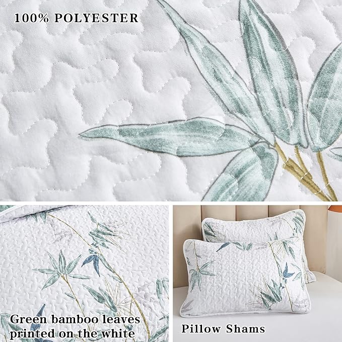 Botanical Quilt Set 3 Pieces King Size, Soft Microfiber Lightweight Bed Cover - Image 6