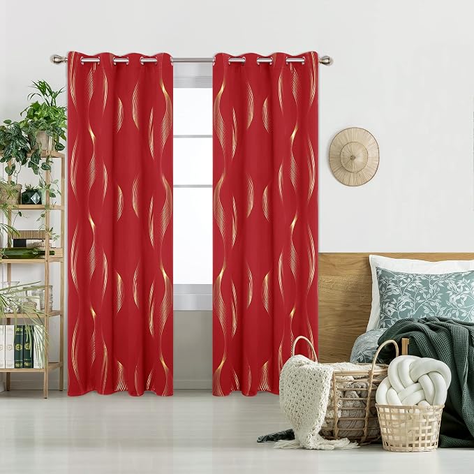 Deconovo Curtains for Living Room, Pattern Blackout Curtains 84 Inches Long | - Image 2