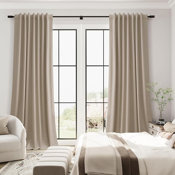 100% Blackout Linen Curtains 90 Inches Long - Image 4
