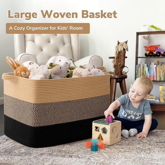 Goodpick 105L Extra Large Woven Rope Blanket Basket, Pillows & Toys, Living - Image 2