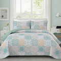 Dobuyly Patchwork Quilt Set Queen Size 3 Pieces Sage Green Yellow Boho Plaid by Dobuyly