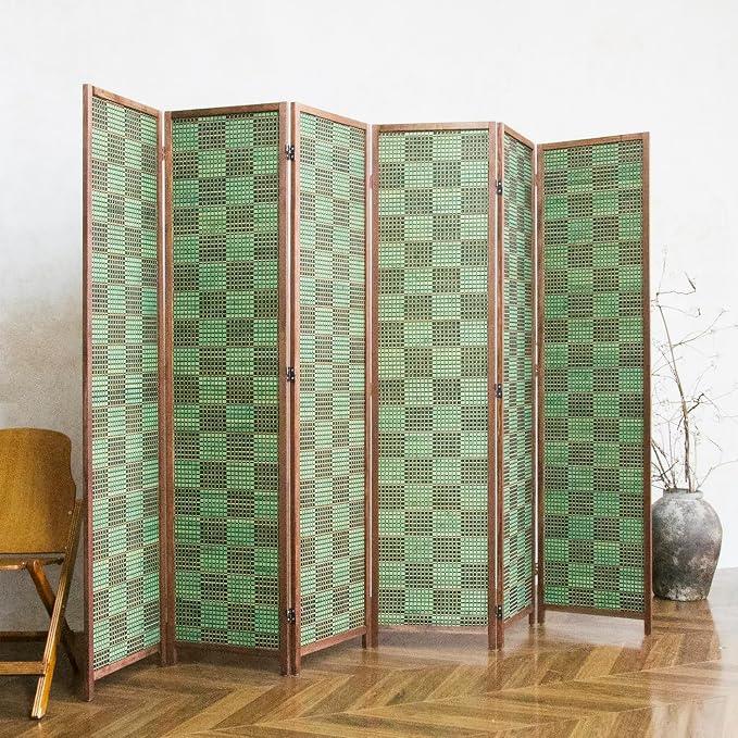 6 Panel Bamboo Room Divider, 5.6 ft Tall Double-Sided Folding Privacy Screen - Image 5