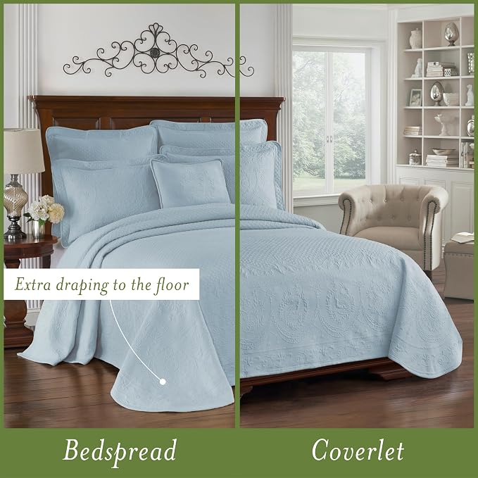 King Charles Modern Farmhouse Floral Matelasse Coverlet, 100% Cotton Breathable - Image 3