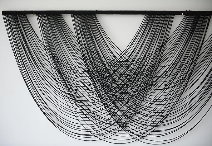 Flber Macrame Wall Hanging Black 59.00" W x 31.00" L Boho Wall Decor Large Boho - Image 5