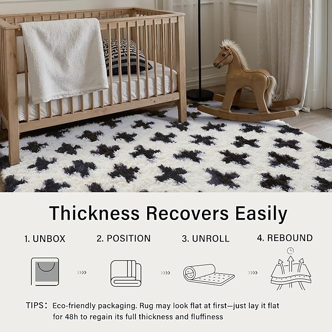 Soft Shag Rug 6x9 for Living Room High Pile Non-Slip Fluffy Carpet | Machine - Image 5