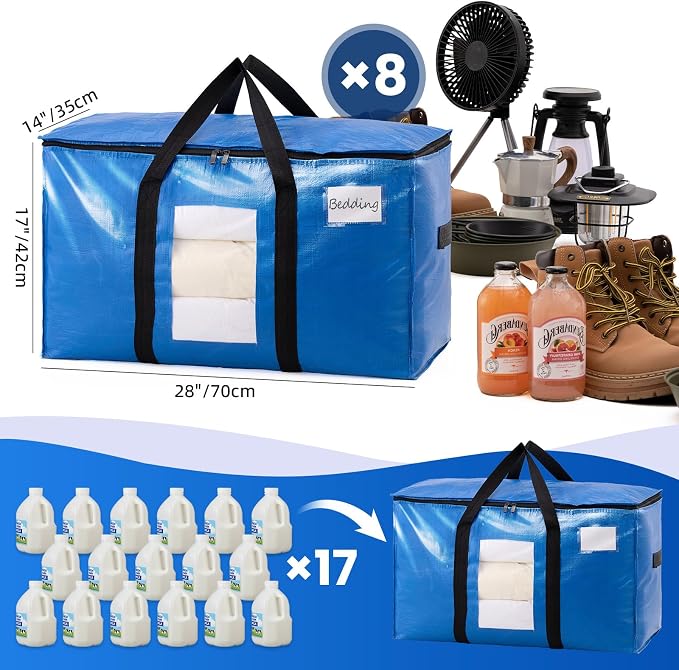TAILI 8 Pack Blue Extra Large Moving Bags, Storage Bags - Image 6