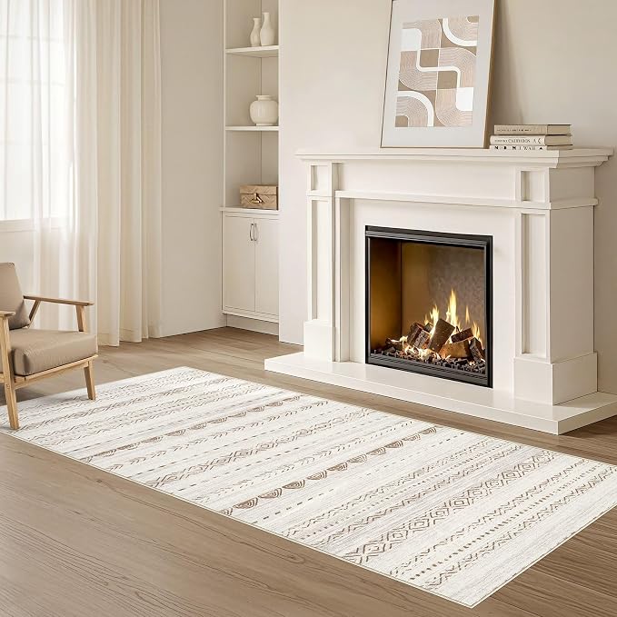 Nakagishi Boho 2x6 Runner Rug Machine Washable Rugs Non Slip Beige/Brown | Soft - Image 8
