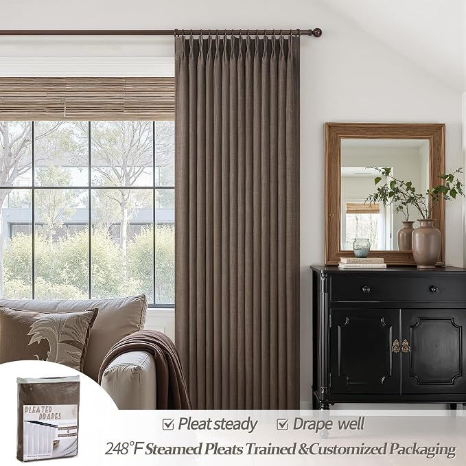 Dark Brown 108 Inch Extra Long Floor to Length Curtains 2 Panels - Image 6