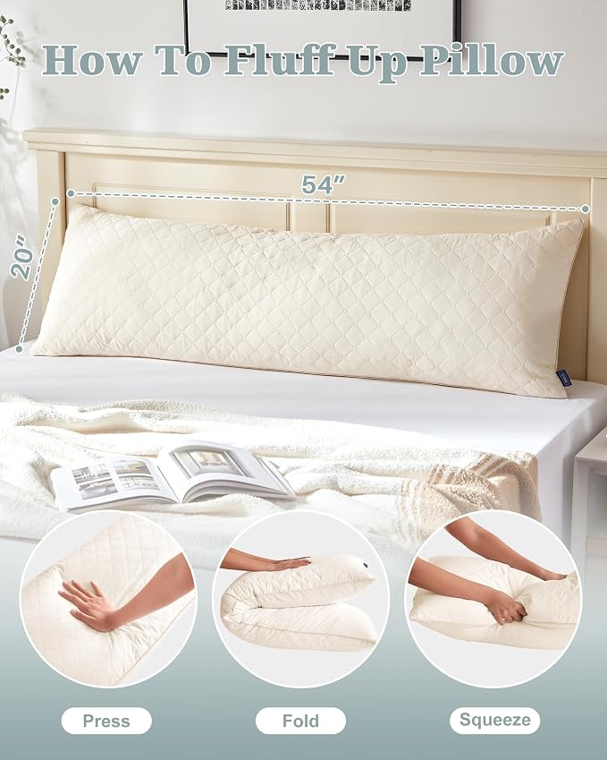 YZ HOME Long Body Pillow for Adults, Firm Body Pillow Shredded Memory Foam | - Image 7