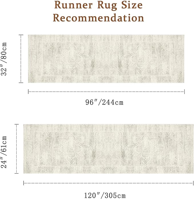 Latte&Fog Hallway Runner Rug 2x10 Non Slip Washable Ivory Rugs - Image 2