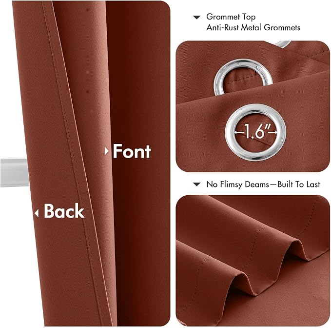 MIULEE Fall Blackout Curtains for Bedroom 2 Panels 40"x45" Long Terracotta | - Image 4