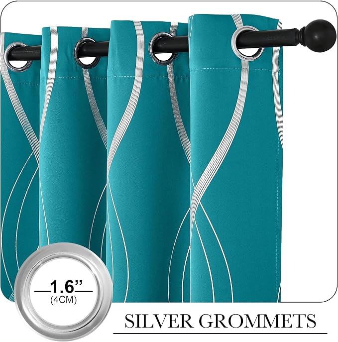NICETOWN Room Darkening Peacock Teal Curtains - Image 3