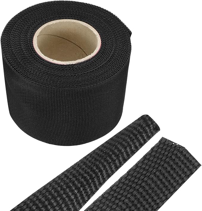 MECCANIXITY Braided Cable Sleeves Heat Shrinkable Fabric Sleeving, 2" 26ft Black 2:1 Ratio Heat Shrinkable Cord Protector for Harness Cable, Network Cable Protection, Cable Management