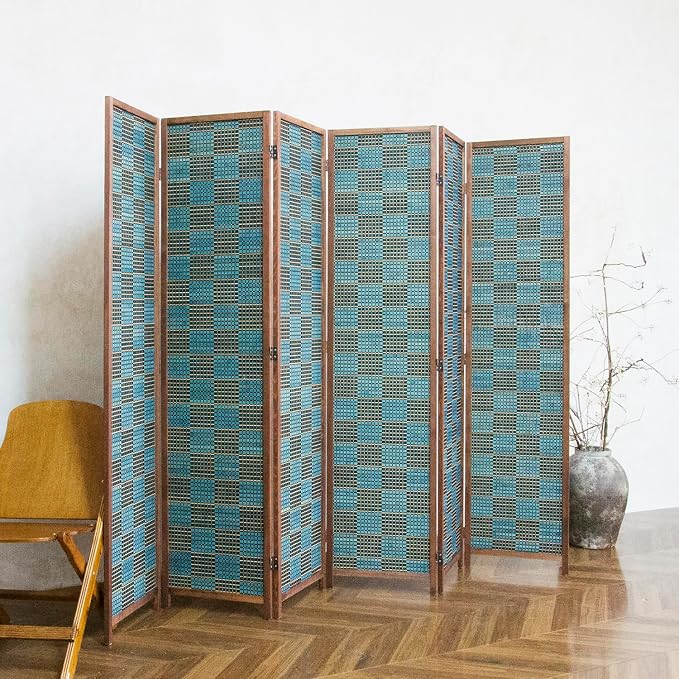 6 Panel Bamboo Room Divider, 5.6 ft Tall Double-Sided Folding Privacy Screen - Image 5