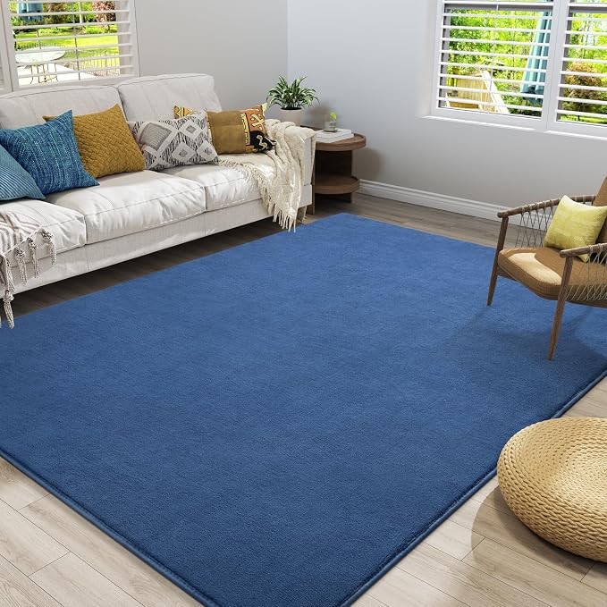 Modern Area Rugs for Bedroom Living Room, 4x6 Blue Memory Foam Rug | Thickened - Image 6