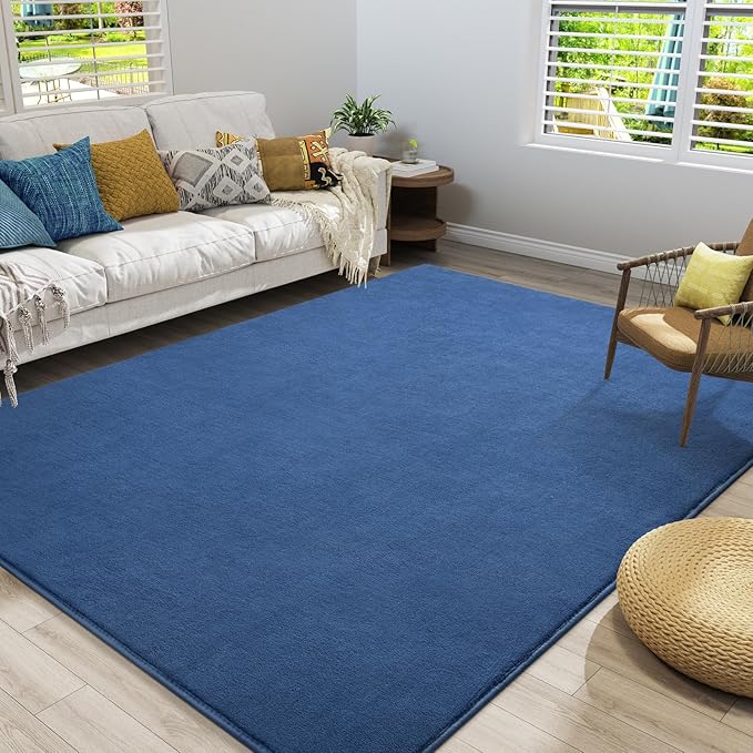Modern Area Rugs for Bedroom Living Room, 5x8 Blue Memory Foam Rug | Thickened - Image 6
