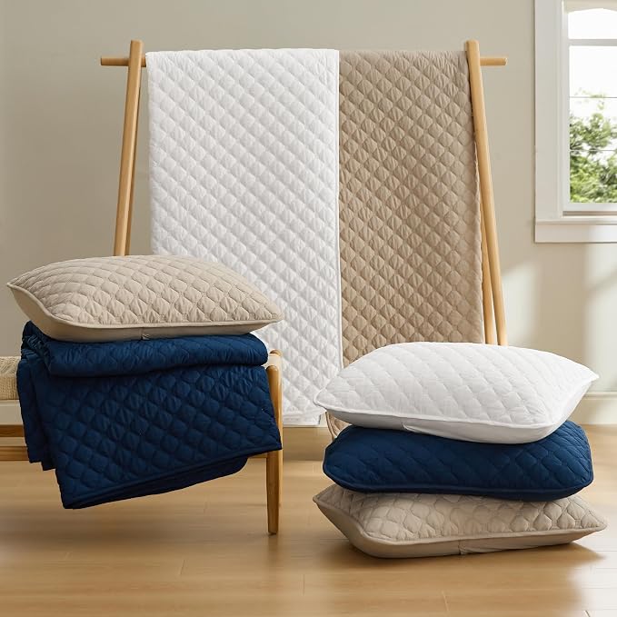 Bedsure Quilts Queen Size, Classic Honeycomb Quilting Comforter Set White | - Image 7