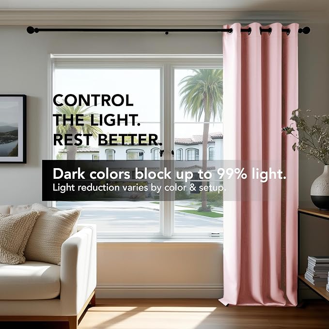 Deconovo Blackout Curtains for Bedroom and Living Room 78 Inches Long | Black - Image 5