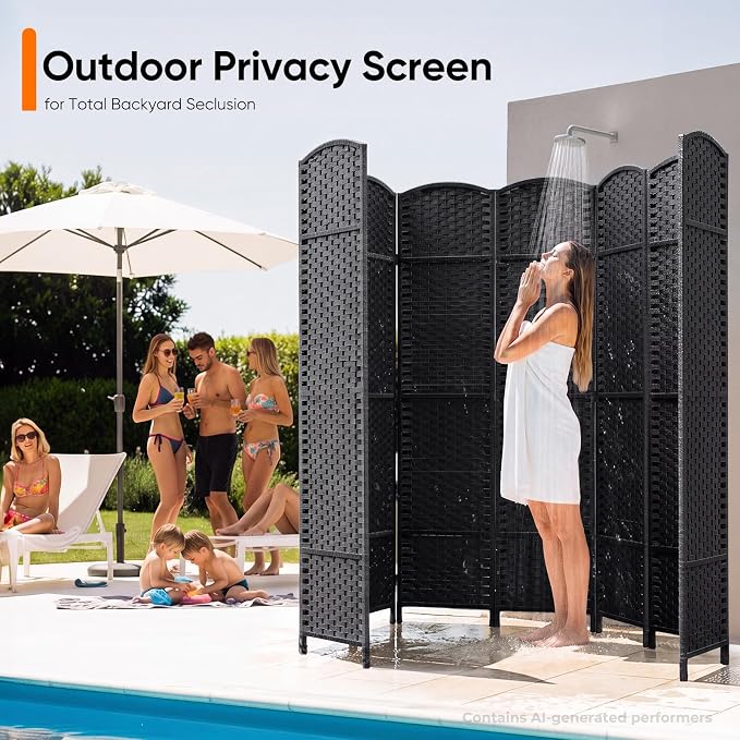 Outdoor Privacy Screen 8-Panel Folding Room Divider Space Partition | 67"H - Image 7