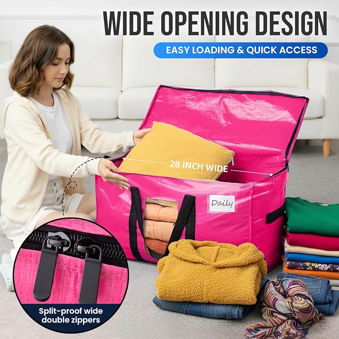 TAILI 2 Pack Pink Extra Large Moving Bags, Storage Bags - Image 5