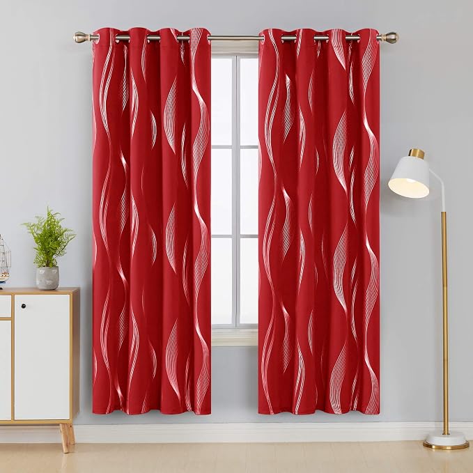 Deconovo Curtains for Living Room, Pattern Blackout Curtains 72 Inches Long | - Image 2
