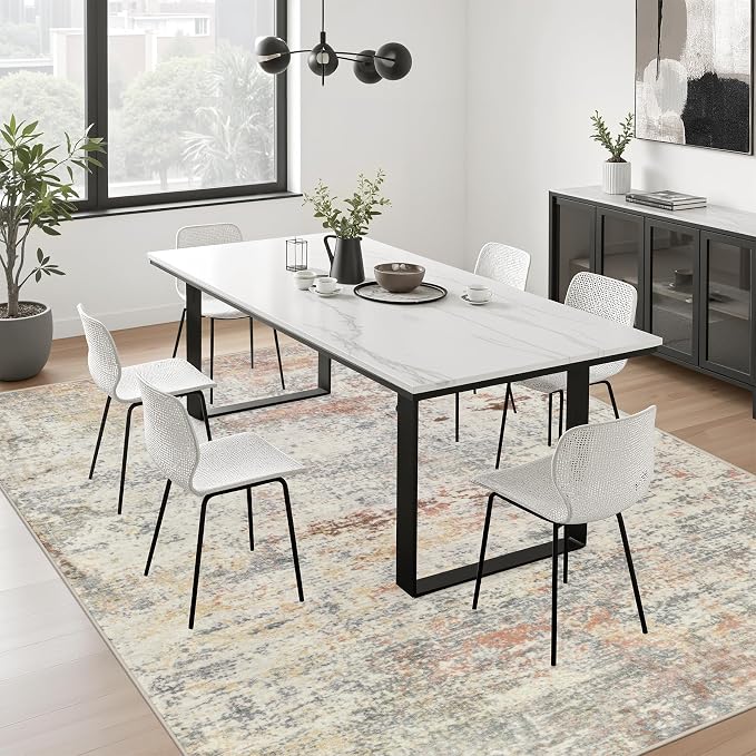 5x8 Area Rug Living Room: Modern Washable Indoor Soft Carpet Taupe | - Image 5