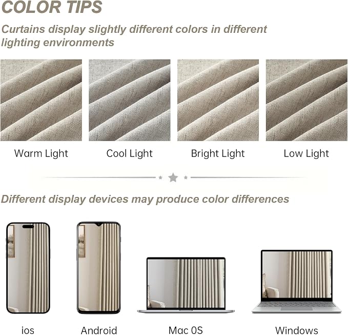 Topfinel Burlywood 100 Inches Long Linen Curtains - Image 9