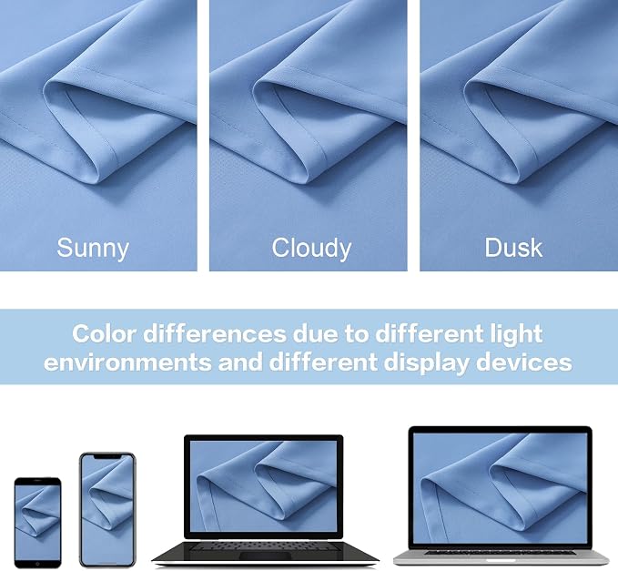 Light Sky Blue Curtains Room Darkening Curtains, Rod Pocket and Back Tab - Image 5