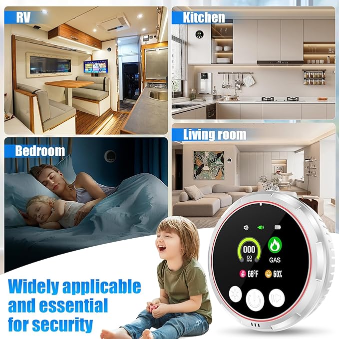 2 Pack 4-in-1 Carbon Monoxide Detectors &Natural Gas Leak Detector, Portable Carbon Monoxide Detectors Plug in & Battery Backup - Hotel and Travel Safety, RV, Home