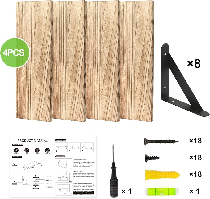 Fixwal Wall Floating Shelves for Decor | Wood Shelves, Natural Grain, 40Lb - Image 5