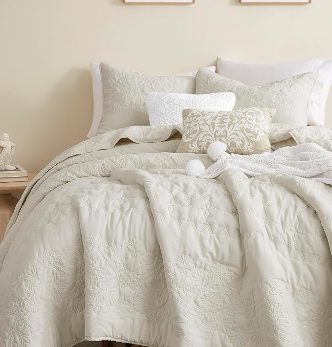 B2EVER Boho Light Beige Quilt Queen Size Bedding Sets - Image 3