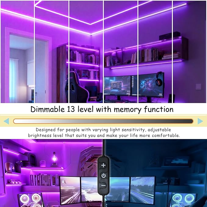 Aalnfe Purple Led Lights Strip Indoor Rope Lights Easy DIY Cuttable Strip Lights for Room Bathroom Living Room Kitchen Ceiling Wall Vanity Mirror Decor
