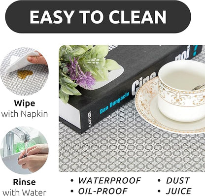 RAY STAR 18X96 Inch Shelf Liner for Kitchen Cabinets, Non-Adhesive Cabinet Liner Washable, PVC Drawer Liner for Dresser Non-Slip Bathroom (Black Circle)(3 Roll)