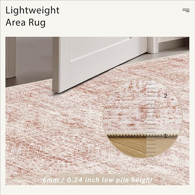 Soalmost 9x12 Area Rugs for Living Room Washable Rug Non-Slip Pink | Large - Image 6