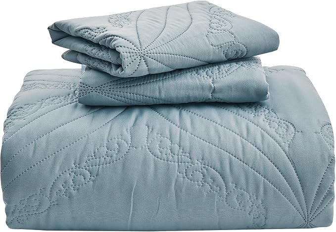 Kingnex Oversized King Bedspreads 128x120 Ultrasonic Quilted Blue | Extra Wide - Image 6