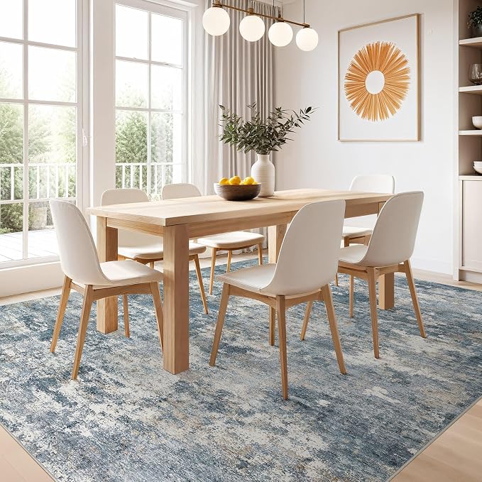 Nakagishi Boho 5x7 Area Rug Living Room Rugs Machine Washable Blue | Soft - Image 5