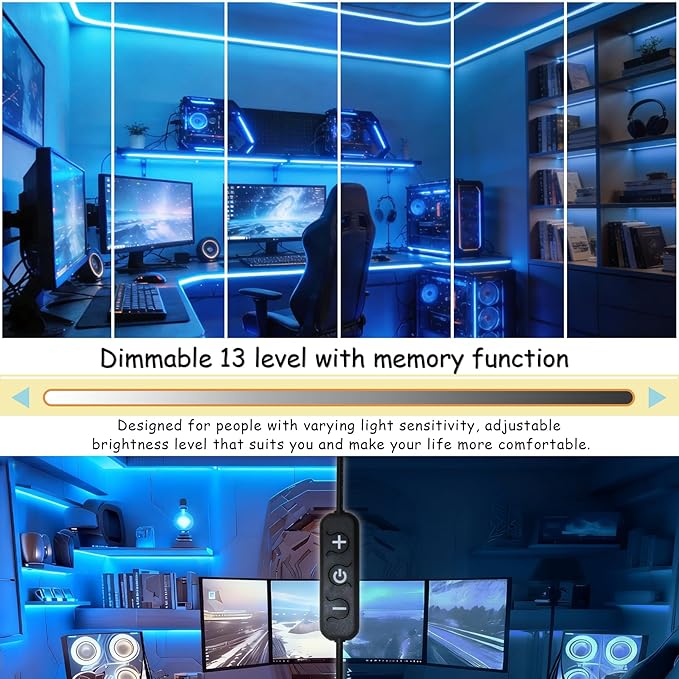 Aalnfe Blue Led Lights Strip Indoor Rope Lights Easy DIY Cuttable Strip Lights for Fish Tank Bar Room Bathroom Living Room Kitchen Ceiling Wall Vanity Mirror Decor