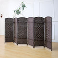 6-Panel Short Room Divider, 3.9 ft Freestanding Partition Wall, Dark Brown by Loomveil