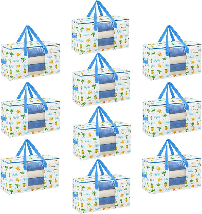 VENO Moving Bags, Wide Open Top, Tropical Island, 10 Pack | Moving boxes by Veno