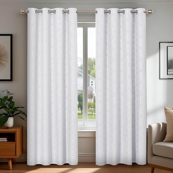 Deconovo Room Darkening Curtains, Star White Thermal Insulated Grommet Drapes by Unknown