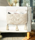 Mkono Macrame Armchair Caddy, Boho Couch Armrest Organizer, 4 Pockets Beige | by Mkono
