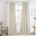 DriftAway 100% Blackout Plaid Linen Curtains 96 Inches Long 2 Panels Taupe | by DriftAway