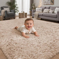 PLHXFR 6x9 Area Rugs Living Room: Fluffy Bedroom Rug Shag Carpet Camel | by PLHXFRSoftAreaRugs
