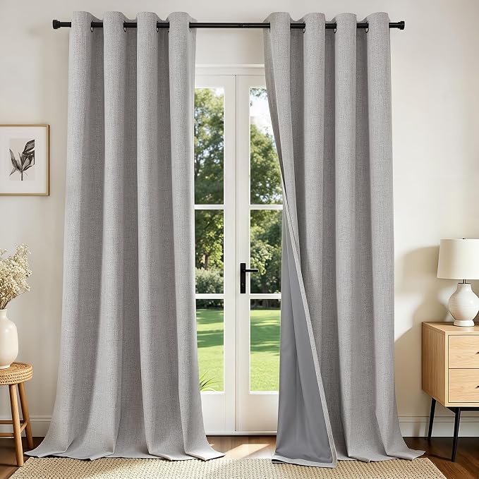Joydeco Blackout Curtains 84 Inch Long, Linen Black Out Curtains by JOYDECO