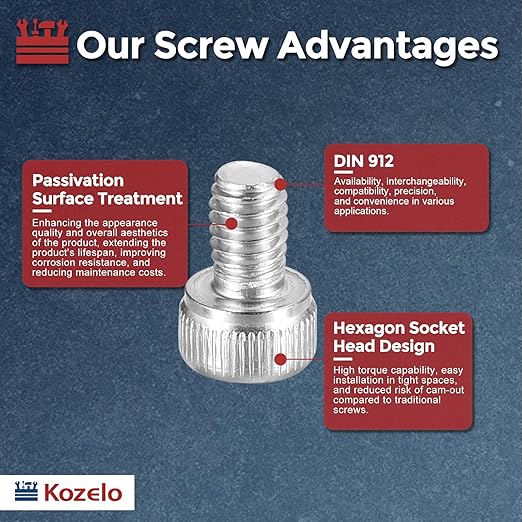 Kozelo 100pcs Socket Head Cap Screws - [M4-0.7 x 5mm] 304 Stainless Steel Allen Socket Drive for Electrical Motor 3D Printing Fan Engine Replacement Use, Silver
