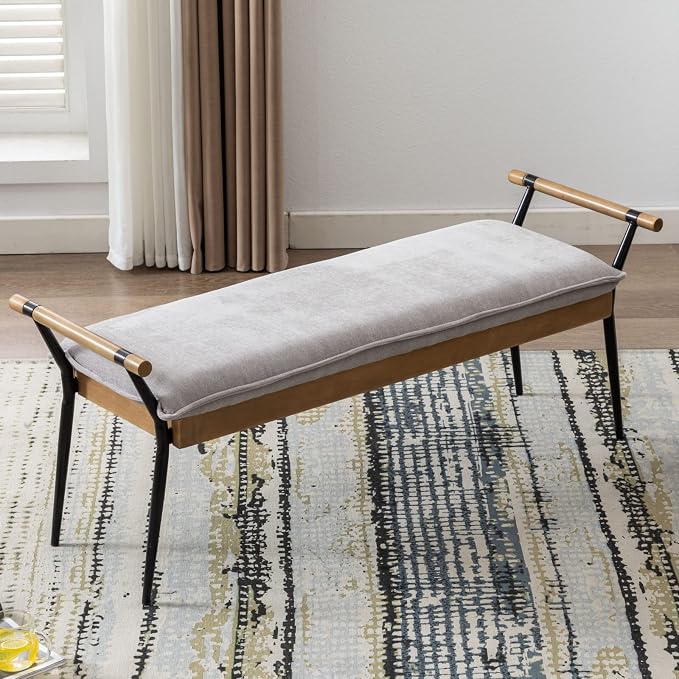 LukeAlon Modern Chenille Ottoman Bench - Image 9